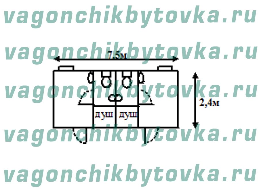 Санузел из вагончика 7,5м